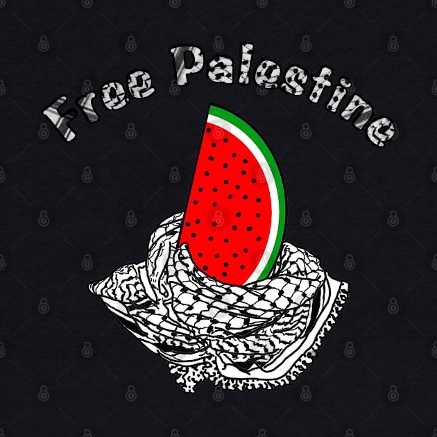 Free Palestine Watermelon Keffiyeh - Keffiyeh Text - Front by SubversiveWare